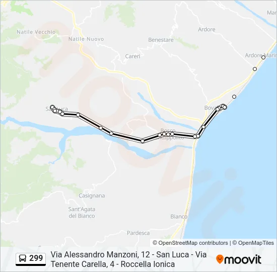 299 Bus Line Map