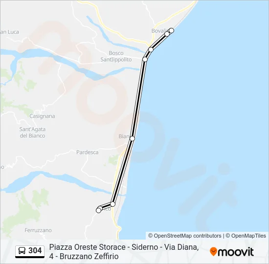 304 Bus Line Map