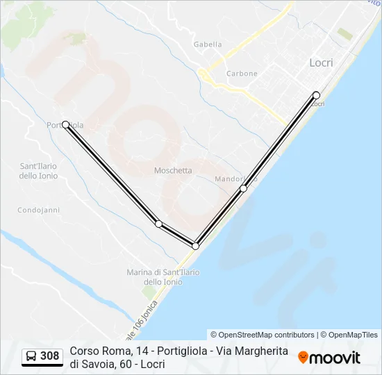 308 Bus Line Map