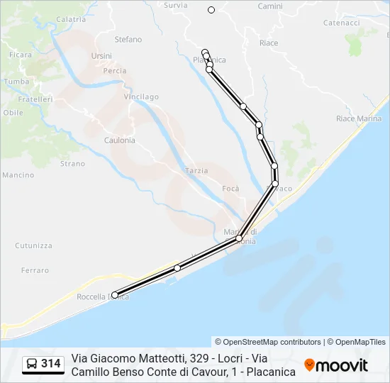 314 Bus Line Map