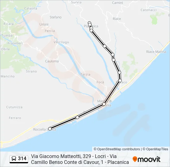 314 Bus Line Map