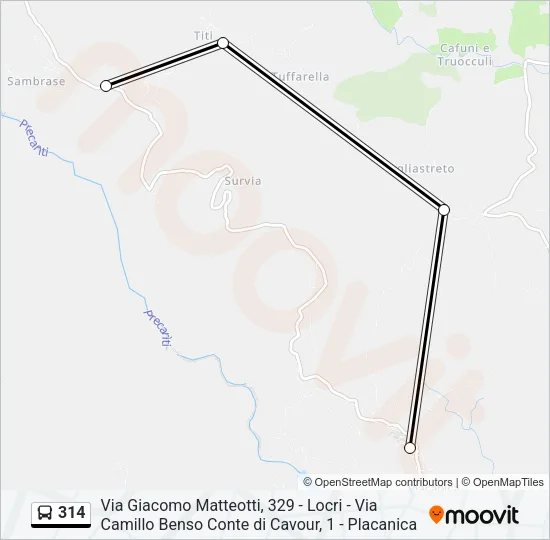 314 Bus Line Map