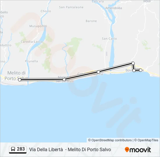 283 Bus Line Map