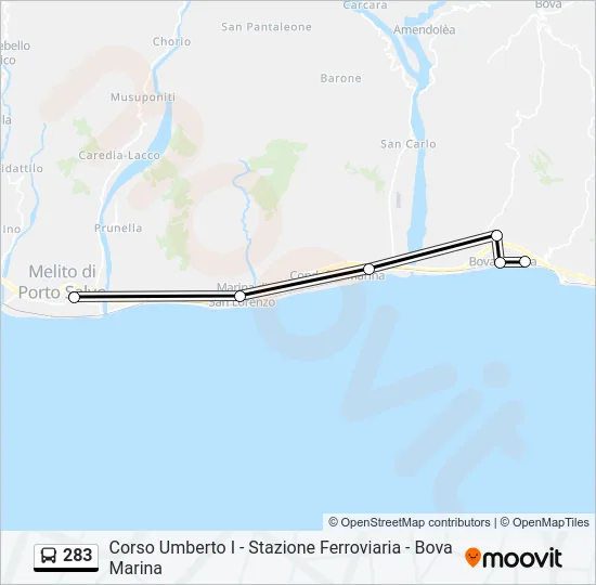 283 Bus Line Map