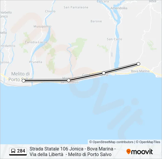 284 Bus Line Map