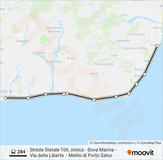 284 Bus Line Map