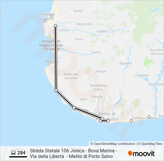 284 Bus Line Map