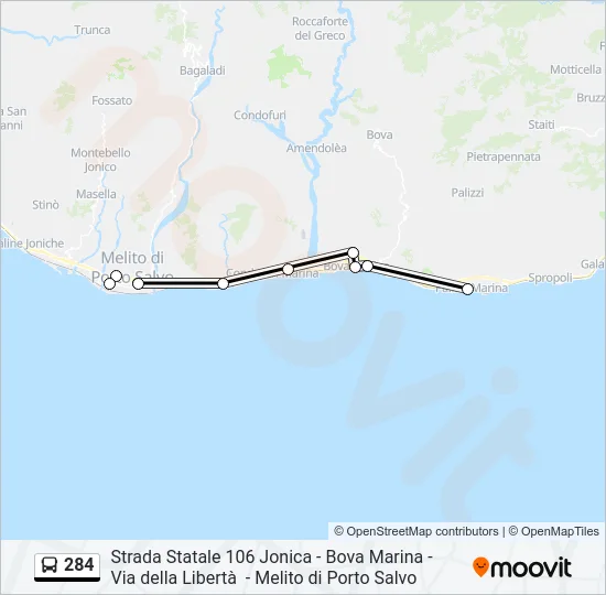 284 Bus Line Map