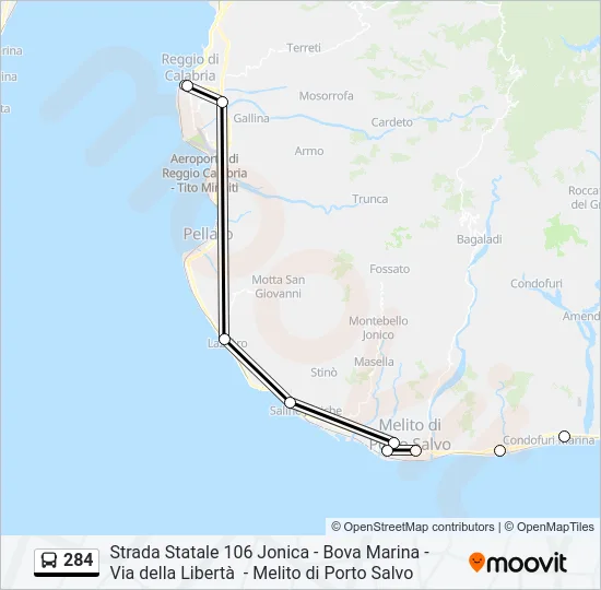 284 Bus Line Map
