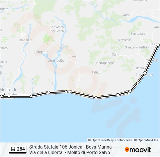 284 Bus Line Map