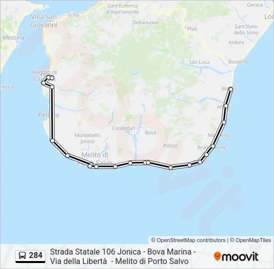 284 Bus Line Map