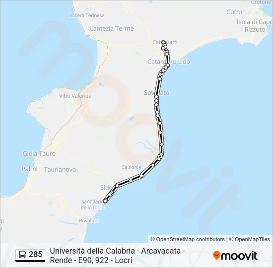 285 Bus Line Map
