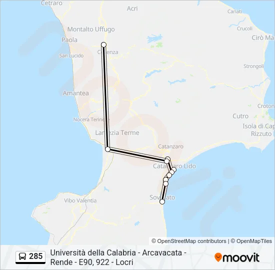 285 Bus Line Map