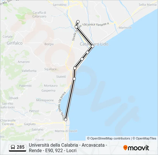 285 Bus Line Map
