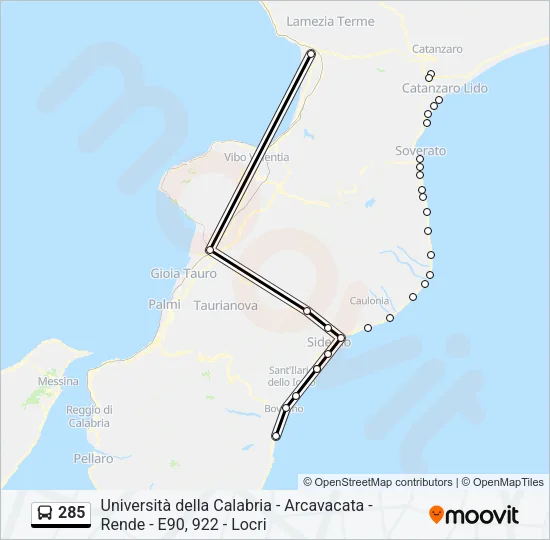 285 Bus Line Map