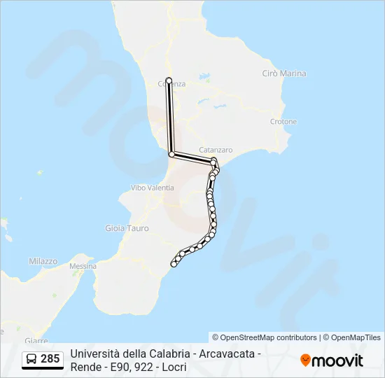 285 Bus Line Map