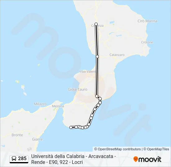 285 Bus Line Map