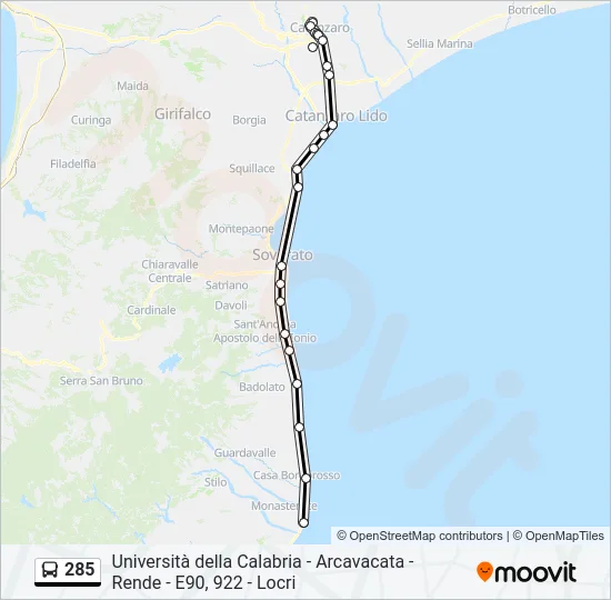 285 Bus Line Map