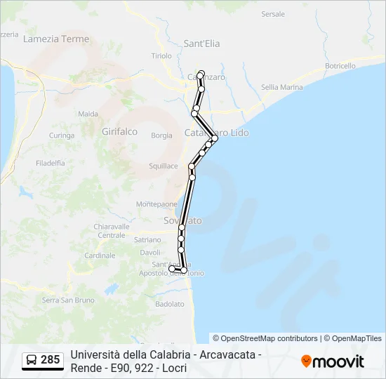 285 Bus Line Map
