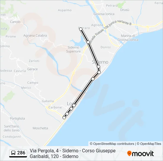 286 Bus Line Map