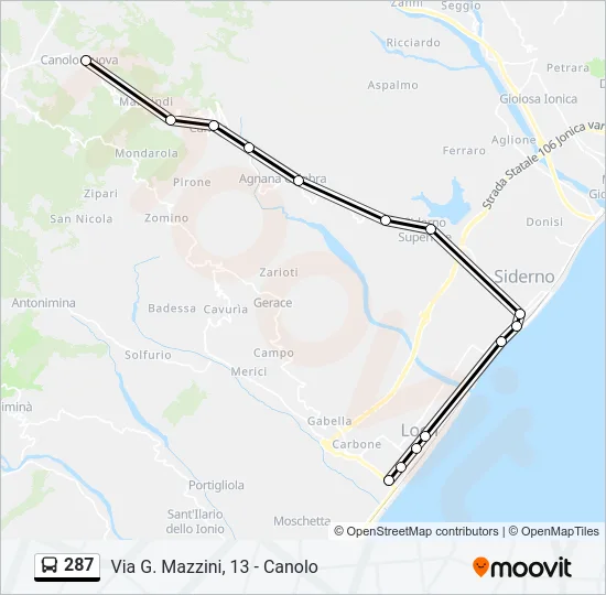 287 Bus Line Map
