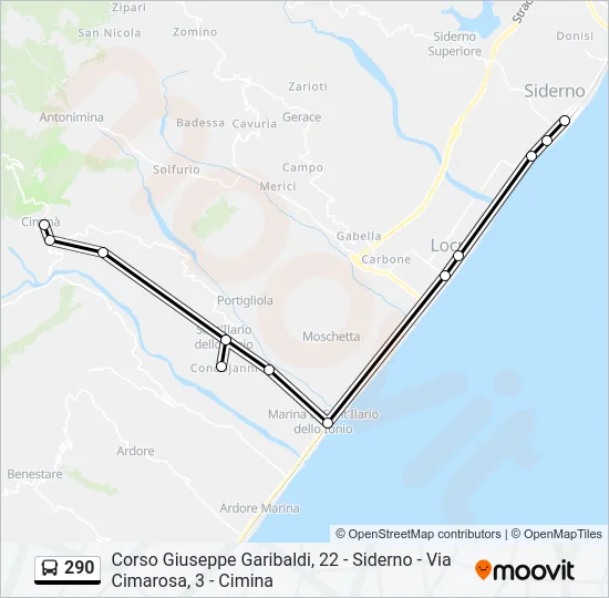 290 Bus Line Map