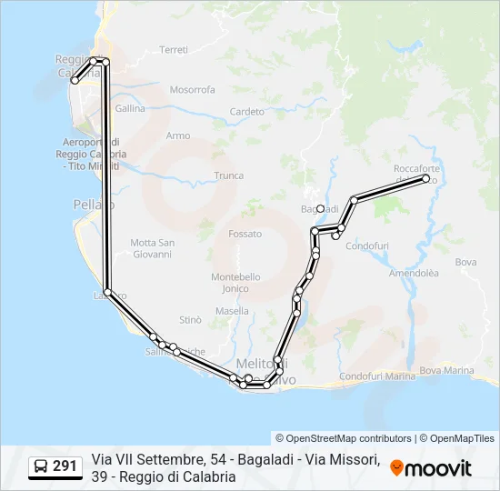 291 Bus Line Map