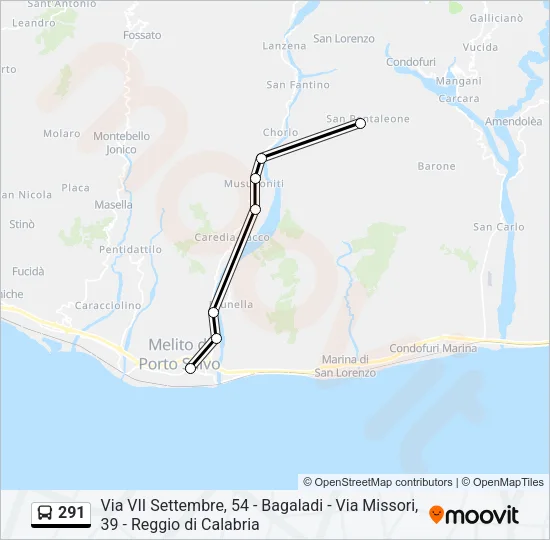 291 Bus Line Map