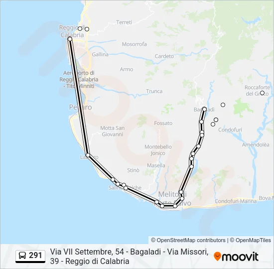 291 Bus Line Map