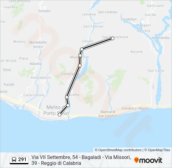 291 Bus Line Map