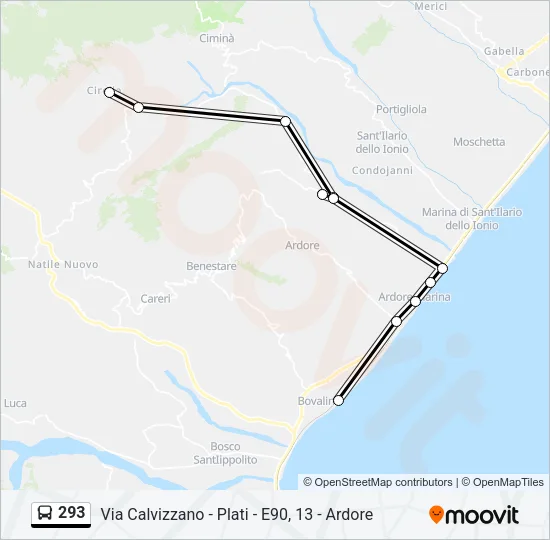293 Bus Line Map
