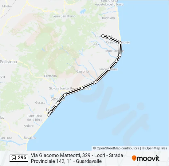 295 Bus Line Map