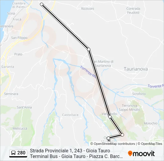 280 Bus Line Map
