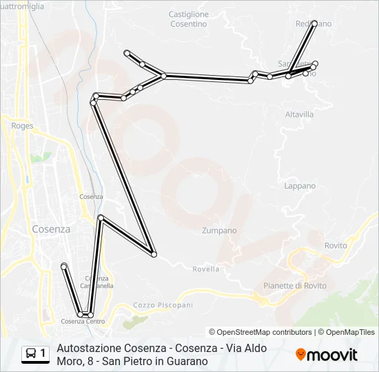 1 Bus Line Map