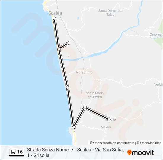 16 Bus Line Map