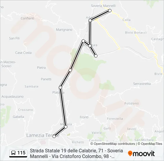 115 Bus Line Map