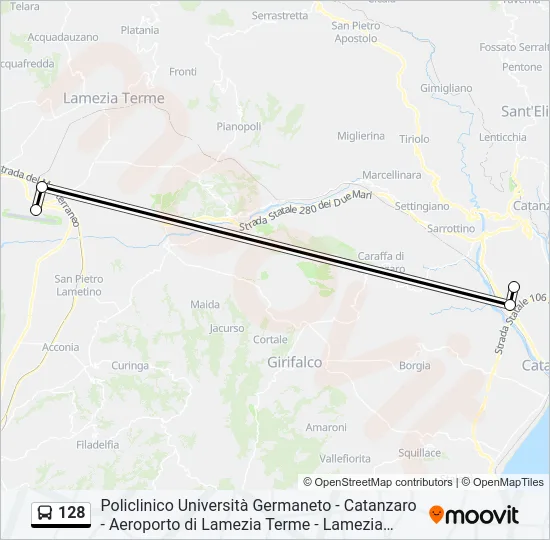 128 Bus Line Map