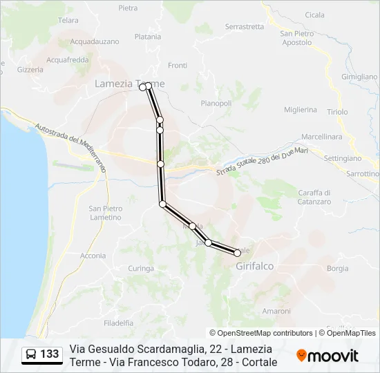 133 Bus Line Map