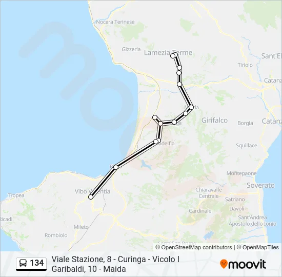134 Bus Line Map