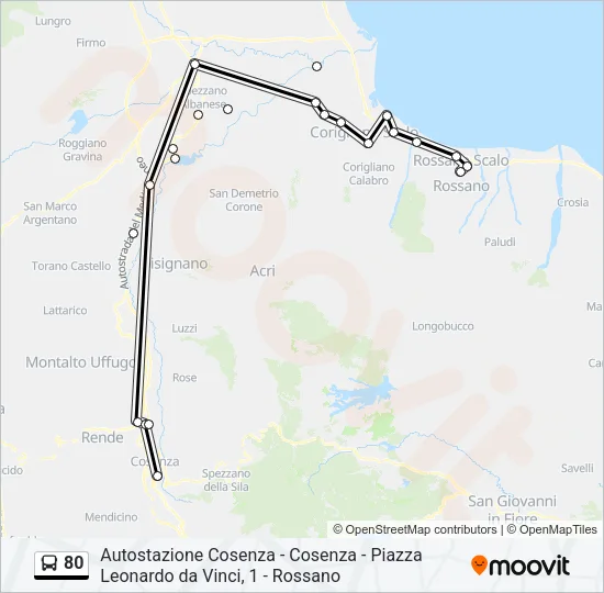 80 Bus Line Map