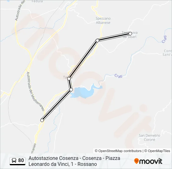 80 Bus Line Map