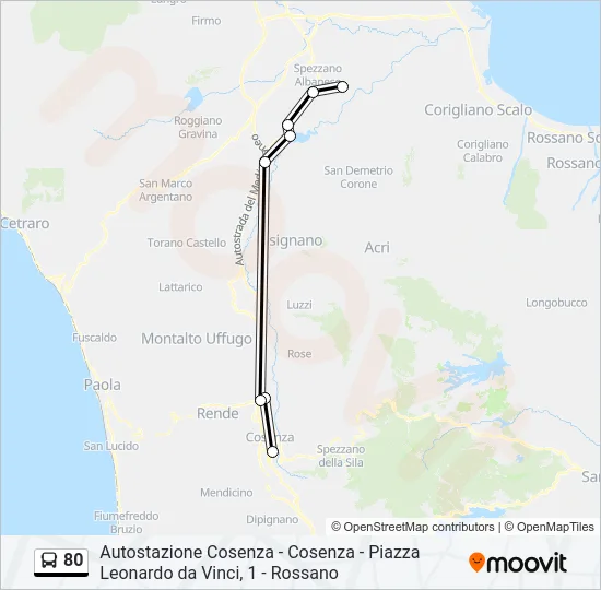80 Bus Line Map