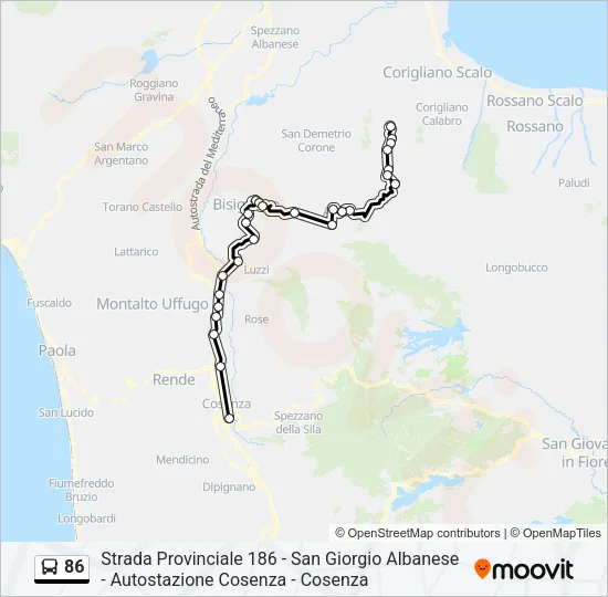 86 Bus Line Map
