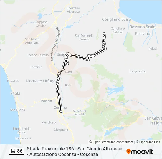 86 Bus Line Map