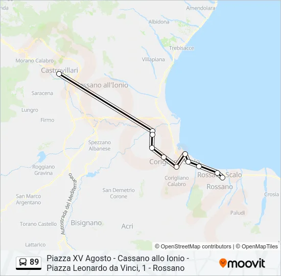 89 Bus Line Map