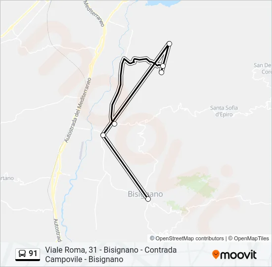 91 Bus Line Map