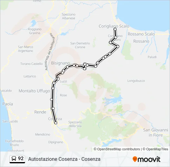 92 Bus Line Map