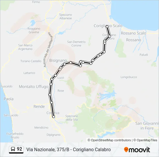 92 Bus Line Map