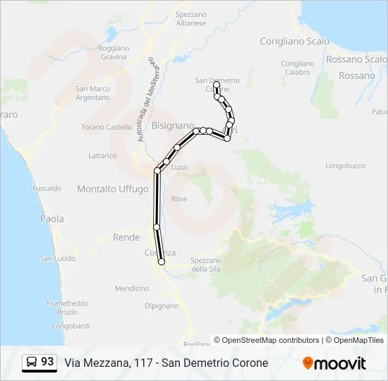 93 Bus Line Map
