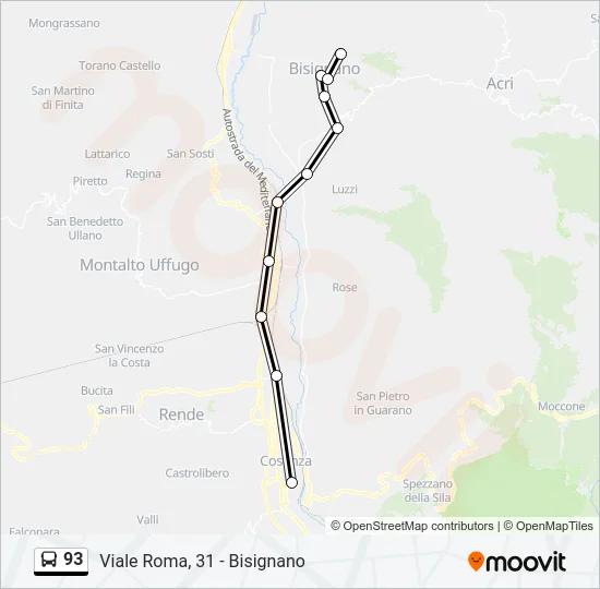 93 Bus Line Map